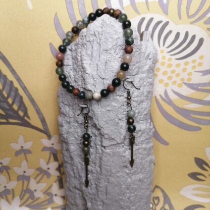 Parure Agate indienne et Bois de Santal