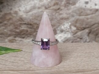 Améthyste et strass Bague