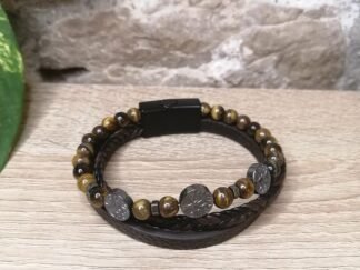 Œil de Tigre Bracelet cuir