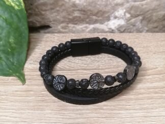 Pierre de Lave Bracelet cuir