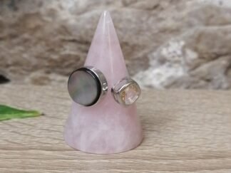 Nacre Abalone et Citrine Bague