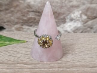Citrine et Cristal de Roche Bague anti-stress
