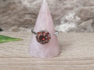 Grenat Rouge et Cristal de Roche Bague anti-stress