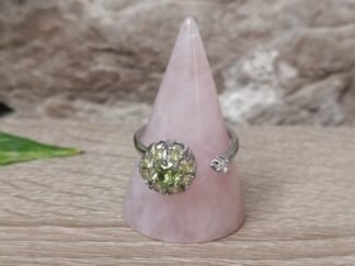 Péridot et Cristal de Roche Bague anti-stress