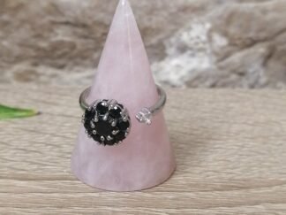Spinelle et Cristal de Roche Bague anti-stress
