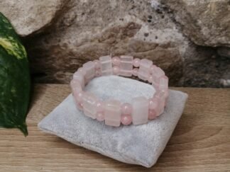 Quartz Rose Bracelet Perles et Plaques