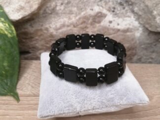 Obsidienne Noire Bracelet Plaques et Perles 8mm