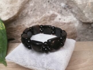 Agate Noire Bracelet Plaques et Perles 8mm