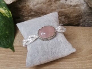 Quartz Rose et Perle d'eau Bracelet