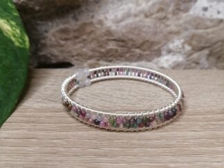 Tourmaline Melon d'eau multicolore Bracelet mémoire de forme